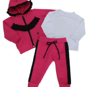 Trainingsanzug-Rüschen-Pink-hose-hoodie-body-shirt-mit-namen-wunschtext-sendoro-shop-rosea-weiß-jacke