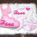 babydecke kissen wolke mit namen minky decke personalisiert rosa weiss lätzchen baby geschenk geburt