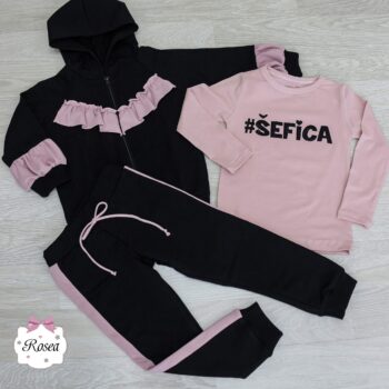 Trainingsanzug-Rüschen-Pink-hose-hoodie-body-shirt-mit-namen-wunschtext-sendoro-shop-rosea-schwarz