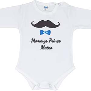 mommys prince body mit namen personalisiert sendoro shop schnurrbart weiss blau