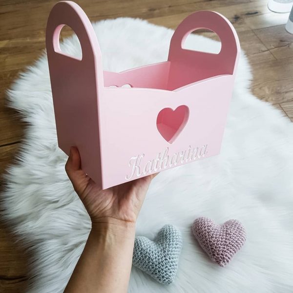 Windelkörbchen mit Namen - traumhaft - baby deko - sendoro - shop - geschenk - personalisiert -rosa-