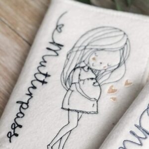 Mutterpasshülle „Kugelmami“hülle glitzer filz beige mini spatz sendoro shop