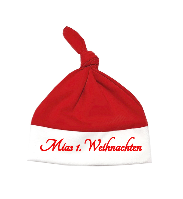 mütze mit namen rot weiss erstes weihnachten first christmas kapa prvi bozic