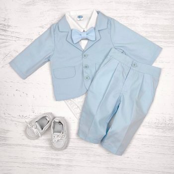 Anzug Baby blue kurzarm oder langarm mit bodyhemd sakko weste hose fliege taufe geburtstag